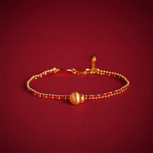 livewellfinds Red String Copper Brass Gourd Strength Wealth Bracelet