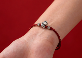 Galloping Horse Red Thread Bracelet with Sterling Silver – 2026 Year of the Horse