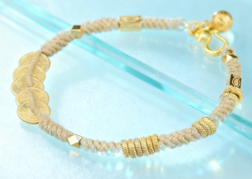 livewellfinds Handmade Five Emperor Coins Wealth String Braided Bracelet