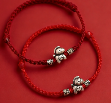 Galloping Horse Red Thread Bracelet with Sterling Silver – 2026 Year of the Horse