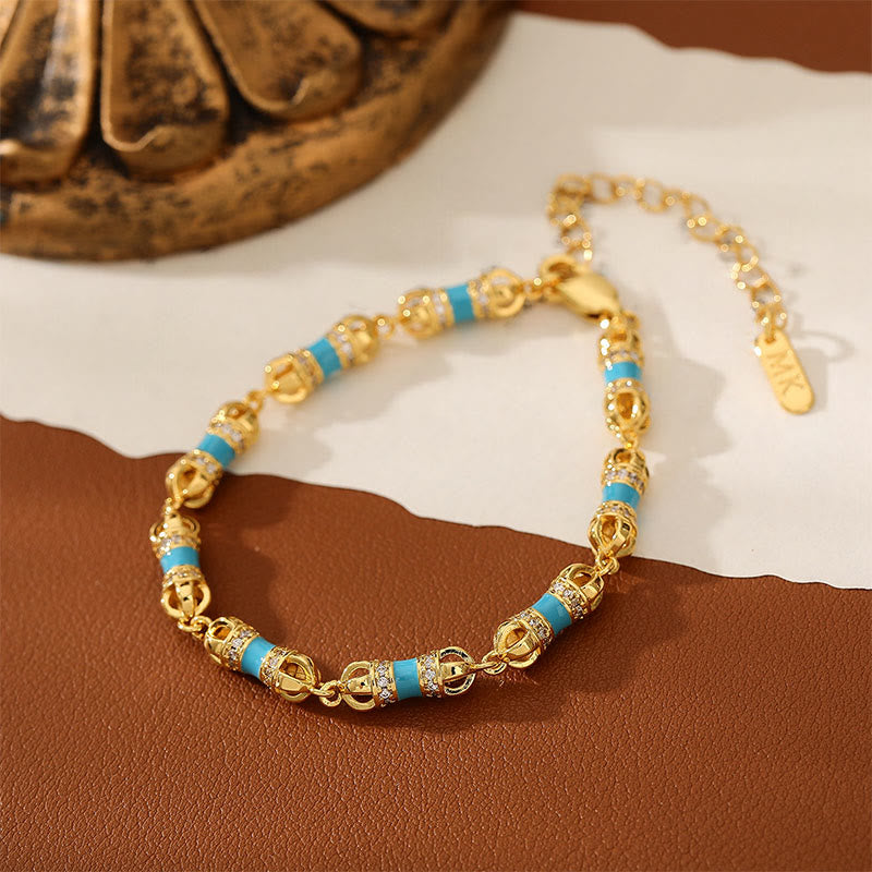 livewellfinds  Copper Brass Plated 24k Gold Vajra Wealth Luck Bracelet