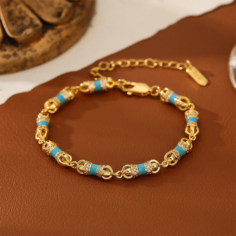 livewellfinds  Copper Brass Plated 24k Gold Vajra Wealth Luck Bracelet