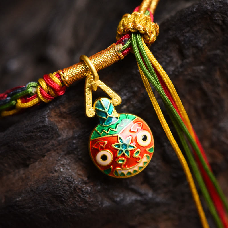 livewellfinds  Tibet Gold Swallowing Beast Family Luck Knot Braid Colorful String Bracelet