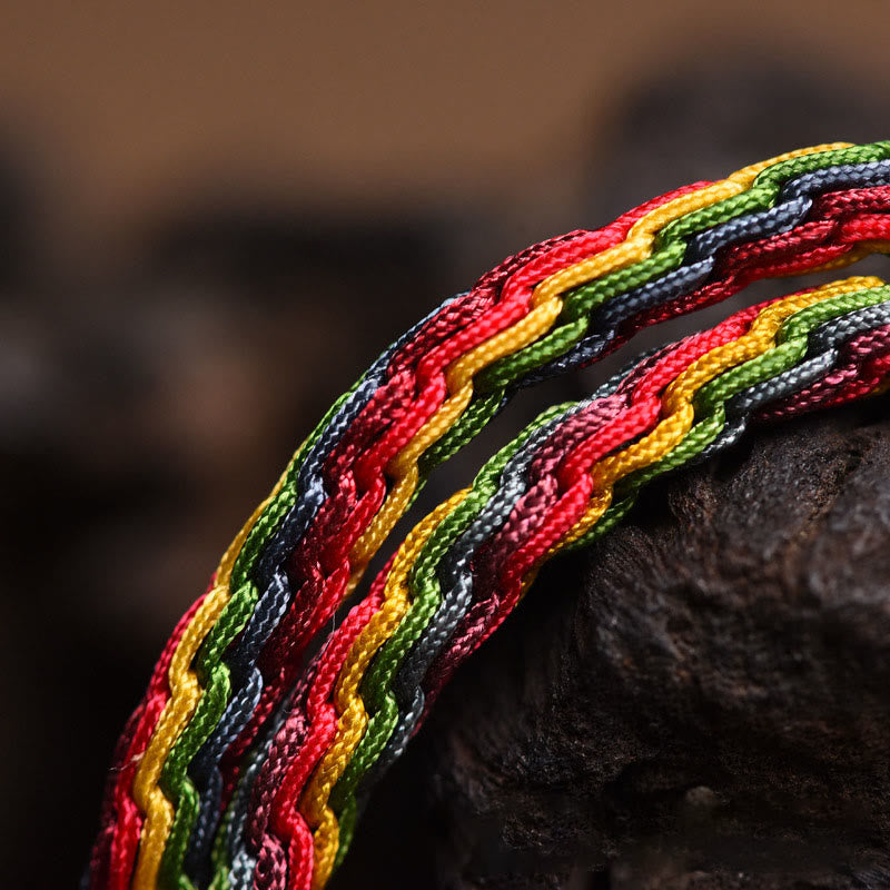 livewellfinds  Tibet Gold Swallowing Beast Family Luck Knot Braid Colorful String Bracelet