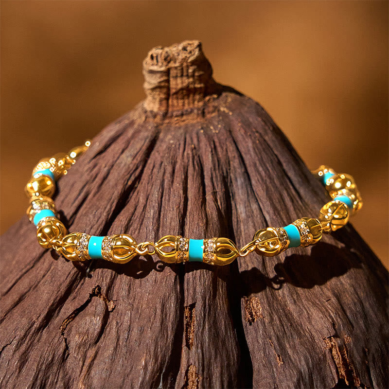 livewellfinds  Copper Brass Plated 24k Gold Vajra Wealth Luck Bracelet