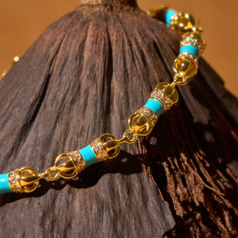 livewellfinds  Copper Brass Plated 24k Gold Vajra Wealth Luck Bracelet