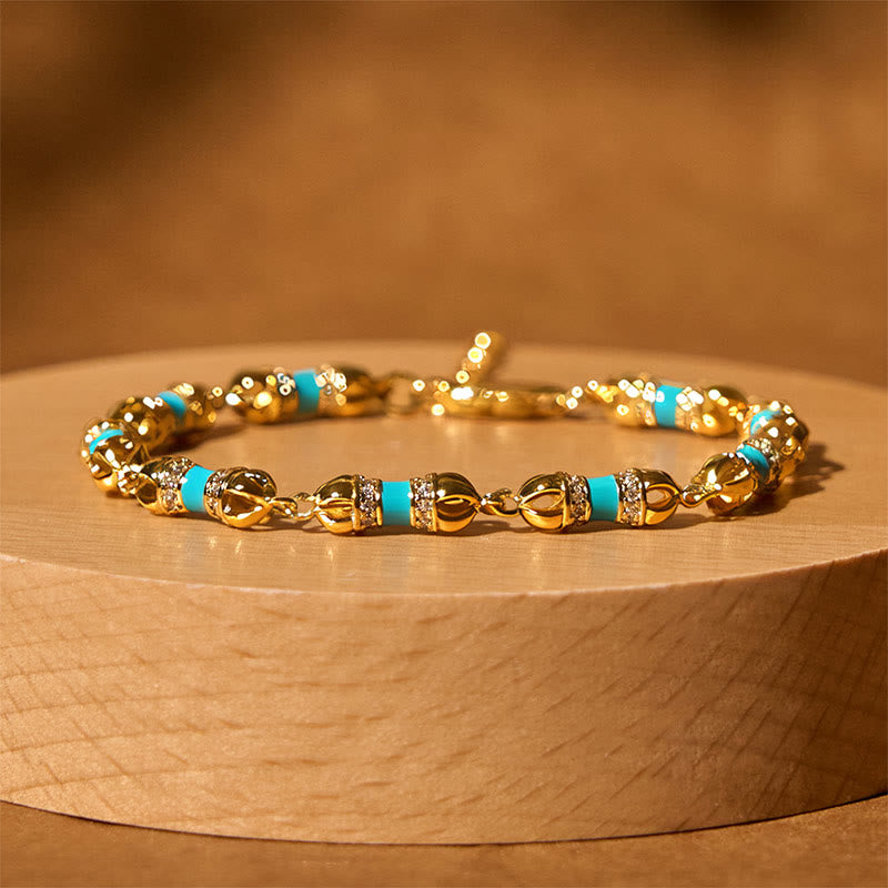 livewellfinds  Copper Brass Plated 24k Gold Vajra Wealth Luck Bracelet