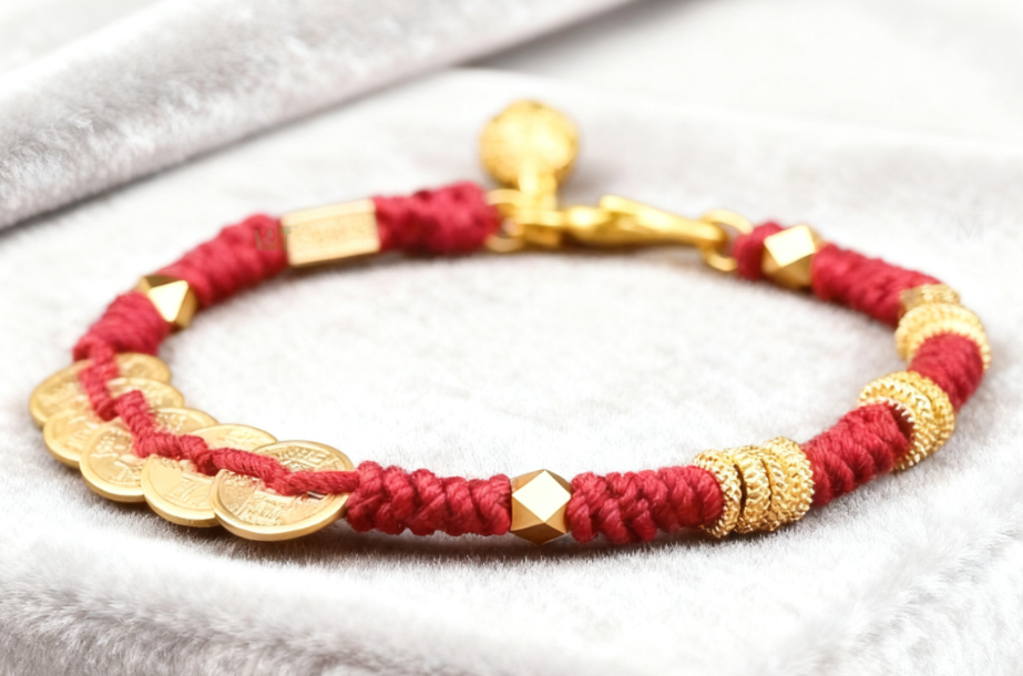 livewellfinds  Handmade Five Emperor Coins Wealth String Braided Bracelet