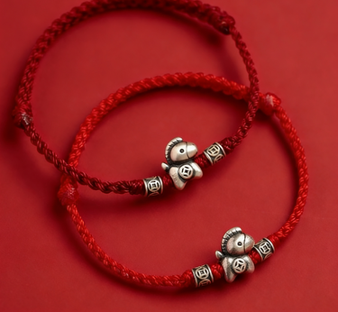 Galloping Horse Red Thread Bracelet with Sterling Silver – 2026 Year of the Horse