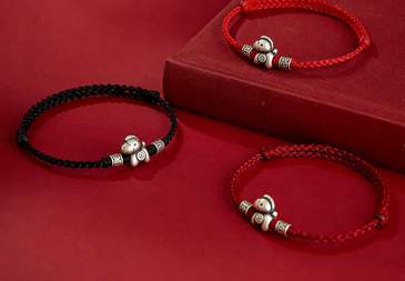 Galloping Horse Red Thread Bracelet with Sterling Silver – 2026 Year of the Horse