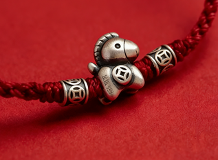 Galloping Horse Red Thread Bracelet with Sterling Silver – 2026 Year of the Horse